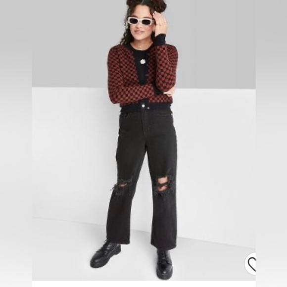 wild fable Denim - Super-High Rise Distressed Baggy Jeans - Wild Fable™ Black Wash